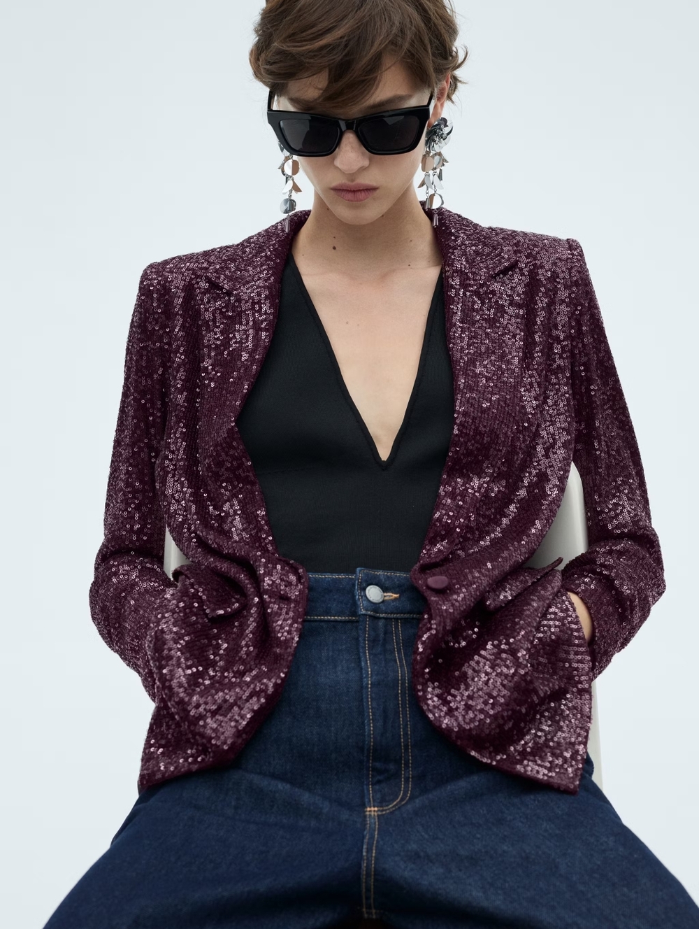 MANGO Sequined Blazer - Picture 3 of 5